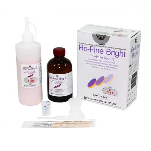 Пластмасса Re-Fine Bright самотвердеющая (3 минуты), цвет Pink, набор 250 г + 260 мл.