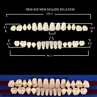 Зубы NEW ACE/NEW MILLION, цвет B3, фасон O3/L3/M30, полный гарнитур, 28шт.