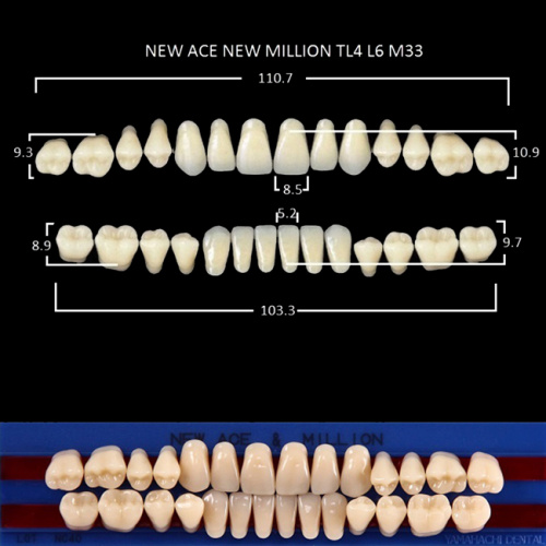 Зубы NEW ACE/NEW MILLION, цвет B1, фасон TL4/L6/M33, полный гарнитур, 28шт.