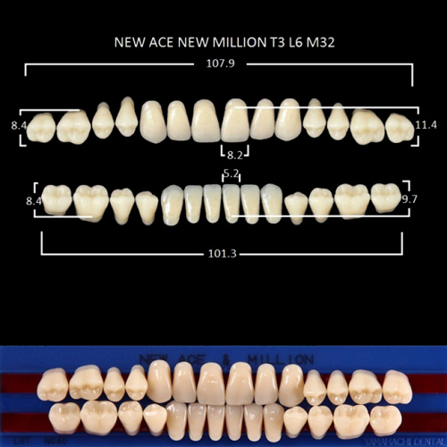 Зубы NEW ACE/NEW MILLION, цвет B1, фасон T3/L6/M32, полный гарнитур, 28шт.