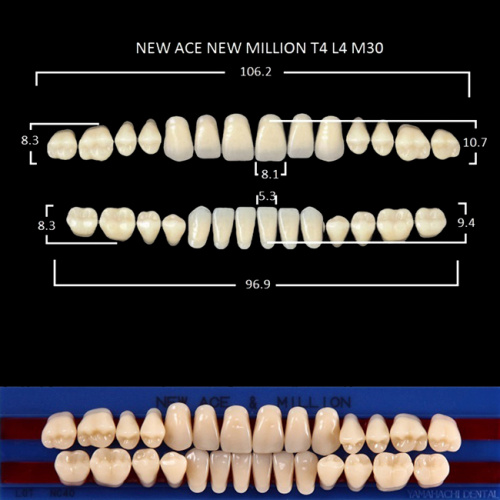 Зубы NEW ACE/NEW MILLION, цвет C2, фасон T4/L4/M30, полный гарнитур, 28шт.