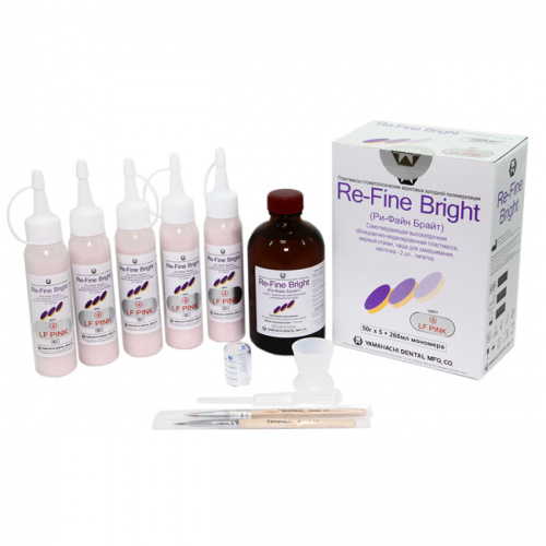 Пластмасса Re-Fine Bright самотвердеющая (3 минуты), цвет LF Pink, набор 5 х 50 г + 260 мл.