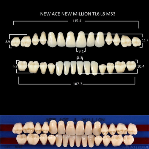 Зубы NEW ACE/NEW MILLION, цвет A3, фасон TL6/L8/M33, полный гарнитур, 28шт.