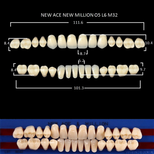 Зубы NEW ACE/NEW MILLION, цвет B2, фасон O5/L6/M32, полный гарнитур, 28шт.