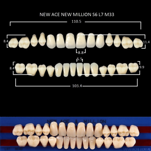 Зубы NEW ACE/NEW MILLION, цвет W05, фасон S6/L7/M32, полный гарнитур, 28шт.