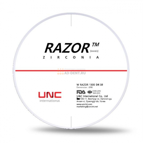 Диск циркониевый Razor 1300, размер 98х10мм, оттенок D4, однослойный