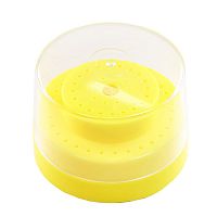Подставка пластиковая Wuhan для боров, круглая,с прозрачной крышкой, 60 отверстий, жёлтая.