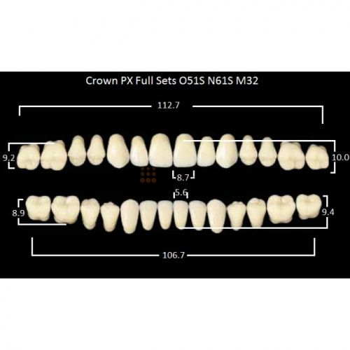 Зубы PX CROWN / EFUCERA, цвет A3, фасон O51S/N61S/32, полный гарнитур, 28шт. фото 2
