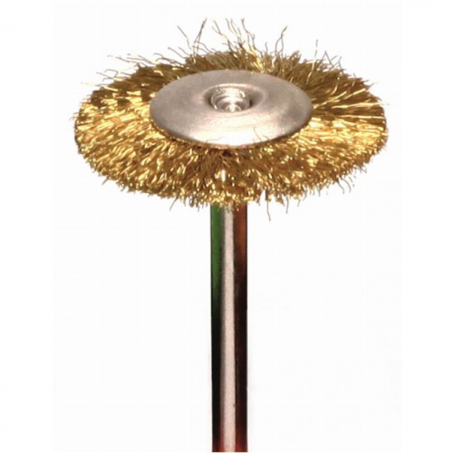 Щёточка зуботехническая Songjiang Sheshan, металлическая, золотистая, диаметр 18мм, 1шт.