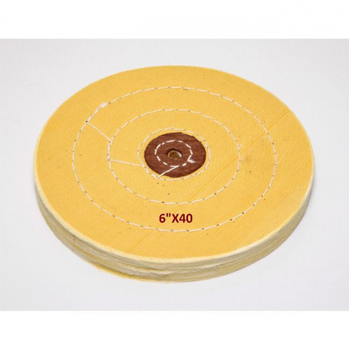 Круг полировочный для шлифмотора бязевый жёлтый Sheshan Brush, диаметр 6 дюймов, 40 слоёв, 1шт. 