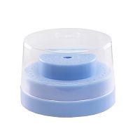Подставка пластиковая Wuhan для боров, круглая,с прозрачной крышкой, 60 отверстий, синий.