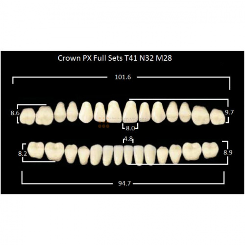 Зубы PX CROWN / EFUCERA, цвет C3, фасон T41/N32/28, полный гарнитур, 28шт. фото 2