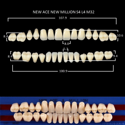 Зубы NEW ACE/NEW MILLION, цвет D4, фасон S4/L4/M32, полный гарнитур, 28шт.