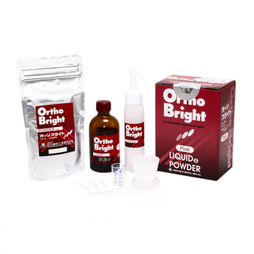 Пластмасса для ортодонтии Ortho Bright Liquid + Powder Pink самотвердеющая, набор 100 г + 70 мл.