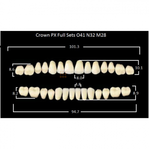 Зубы PX CROWN / EFUCERA, цвет A2, фасон O41/N32/28, полный гарнитур, 28шт. фото 2